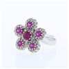 Image 1 : 14KT White Gold 1.04ctw Ruby and Diamond Ring