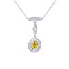 Image 1 : 14KT White Gold Yellow Sapphire and Diamond Pendant with Chain