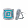 Image 1 : 14KT White Gold 1.40ctw Turquoise and Diamond Earrings