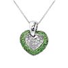 Image 1 : 14KT White Gold 1.22ctw Tsavorite and Diamond Pendant with Chain