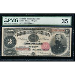 1891 $2 Treasury Note PMG 35