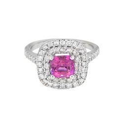 18KT White Gold 1.13ct GIA Cert Pink Sapphire and Diamond Ring