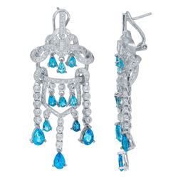 14KT White Gold 5.12ctw Blue Topaz and Diamond Earrings