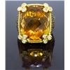 Image 1 : 18KT Yellow Gold Champagne Quartz and Diamond Ring