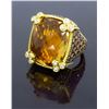 Image 2 : 18KT Yellow Gold Champagne Quartz and Diamond Ring
