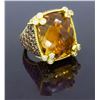 Image 3 : 18KT Yellow Gold Champagne Quartz and Diamond Ring