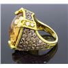 Image 4 : 18KT Yellow Gold Champagne Quartz and Diamond Ring