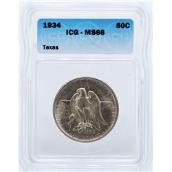 1934 Texas Commemorative Half Dollar Coin ICG MS66