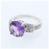 Image 1 : 18KT White Gold 3.17ct Amethyst and Diamond Ring
