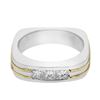 Image 1 : 14KT Two Tone Gold 1.01ctw Diamond Mens Wedding Band