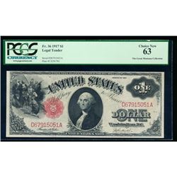 1917 $1 Legal Tender Note PCGS 63