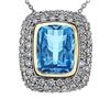 Image 1 : 14KT Two Tone Gold 4.10ct Blue Topaz and Diamond Pendant with Chain