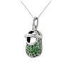 Image 1 : 14KT White Gold 0.99ctw Green Garnet and Diamond Pendant with Chain
