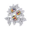 Image 1 : 18KT White Gold 4.44ctw Multi Color Sapphire and Diamond Brooch