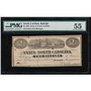 Image 1 : 1863 $2 North Carolina Obsolete Note PMG 55