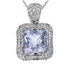 Image 1 : 14KT White Gold 6.22ct Amethyst and Diamond Pendant with Chain