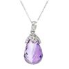 Image 1 : 14KT White Gold 23.10ct Amethyst and Diamond Pendant with Chain