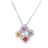 Image 1 : 14KT White Gold 0.73ctw Multi Color Sapphire and Diamond Pendant with Chain