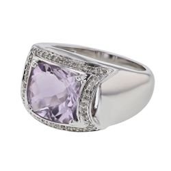 14KT White Gold 3.93ct Amethyst and Diamond Ring