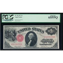 1917 $1 Legal Tender Note PCGS 65PPQ