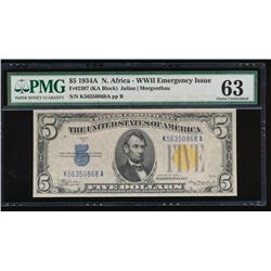 1934A $5 North Africa Silver Certificate PMG 63