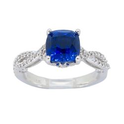 18KT White Gold 2.18ct GIA Blue Sapphire and Diamond Ring