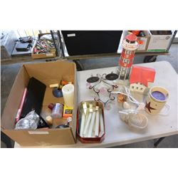 BOX OF CANDLES LIGHTHOUSE AND CANDLE HOLDERS