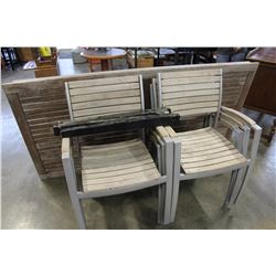PATIO TABLE WITH 6 WOOD AND METAL CHAIRS