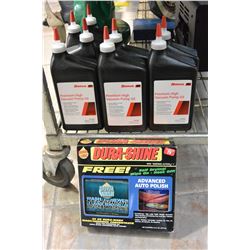 LOT OF VACUUM PUMP OIL AND DURA SHINE POLISH