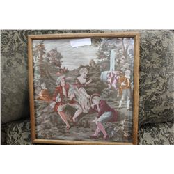 OAK FRAMED FRENCH STYLE TAPESTRY