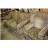 Image 1 : GREEN UPOLSTERED SOFA AND MATCHING WINGBACK CHAIR