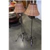 Image 2 : PAIR OF 50 INCH METAL BASE FLOOR LAMPS WITH ADJUSTABLE RATTAN SHADES