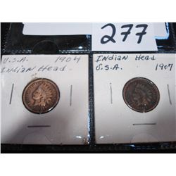 1904 AND 1907 ONE CENT COINS