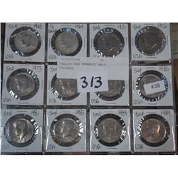 TWELVE USA KENNEDY HALF DOLLARS