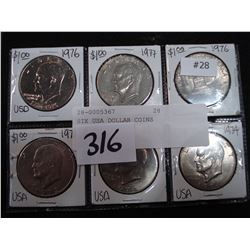 SIX USA DOLLAR COINS