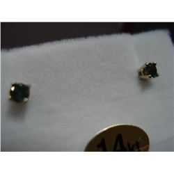 14KT YELLOW GOLD BLUE DIAMOND EARRINGS RETAIL $200.00