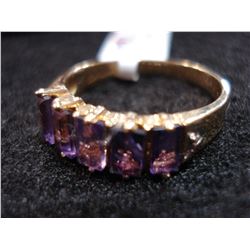 10KT YELLOW GOLD GENUINE AMETHYST AND DIAMOND RING RETAIL $1500.00