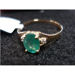 10KT YELLOW GOLD GENUINE EMERALD AND DIAMOND RING RETAIL $850.00