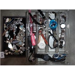 TRAY OF WATCHES AND JEWELLRY