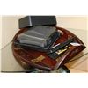 Image 1 : POLOROID CAMERA AND DARTS AND WOOD TRAY