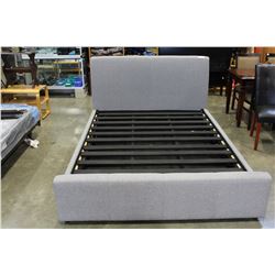 AS NEW QUEENSIZE GREY MODERN PLATFORM BEDFRAME WITH HYDARAULIC LIFT FOR UNDER STORAGE RETAIL $1899