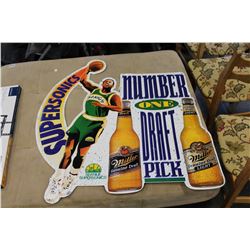 SEATTLE SUPER SONICS MILLER NUMBER ONE DRAFT PICK TIN SIGN