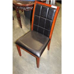 FLOOR MODEL LEATHER STITCHED BACK MODERN DINING CHAIR