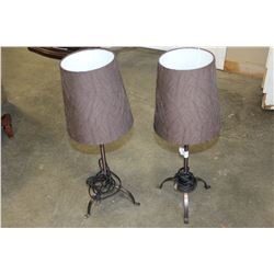 PAIR OF 25 INCH DECORATOR LAMPS WITH BROWN SHADES