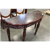 Image 1 : NEW DECORATIVE CARVED MAHOGANY FAUX MARBLE TOP SOFA TABLE
