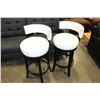 Image 2 : NEW PAIR HOME ELEGANCE WHITE LEATHER STUDDED BAR HEIGHT SWIVEL BAR STOOLS RETAIL $249 EACH