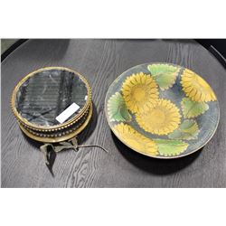 DESIGNER CENTRE BOWL AND MIRRORED PEDESTLE