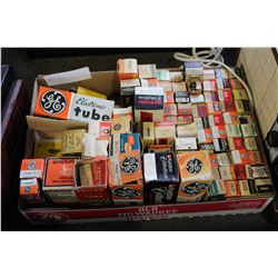 TRAY OF NOS RADIO TUBES AND PARTS