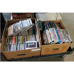 TWO BOXES OF MUSIC CDS AND MOVIES