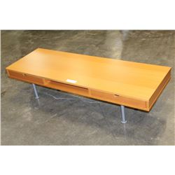 IKEA MAPLE COFFEE TABLE WITH STORAGE DRAWERS